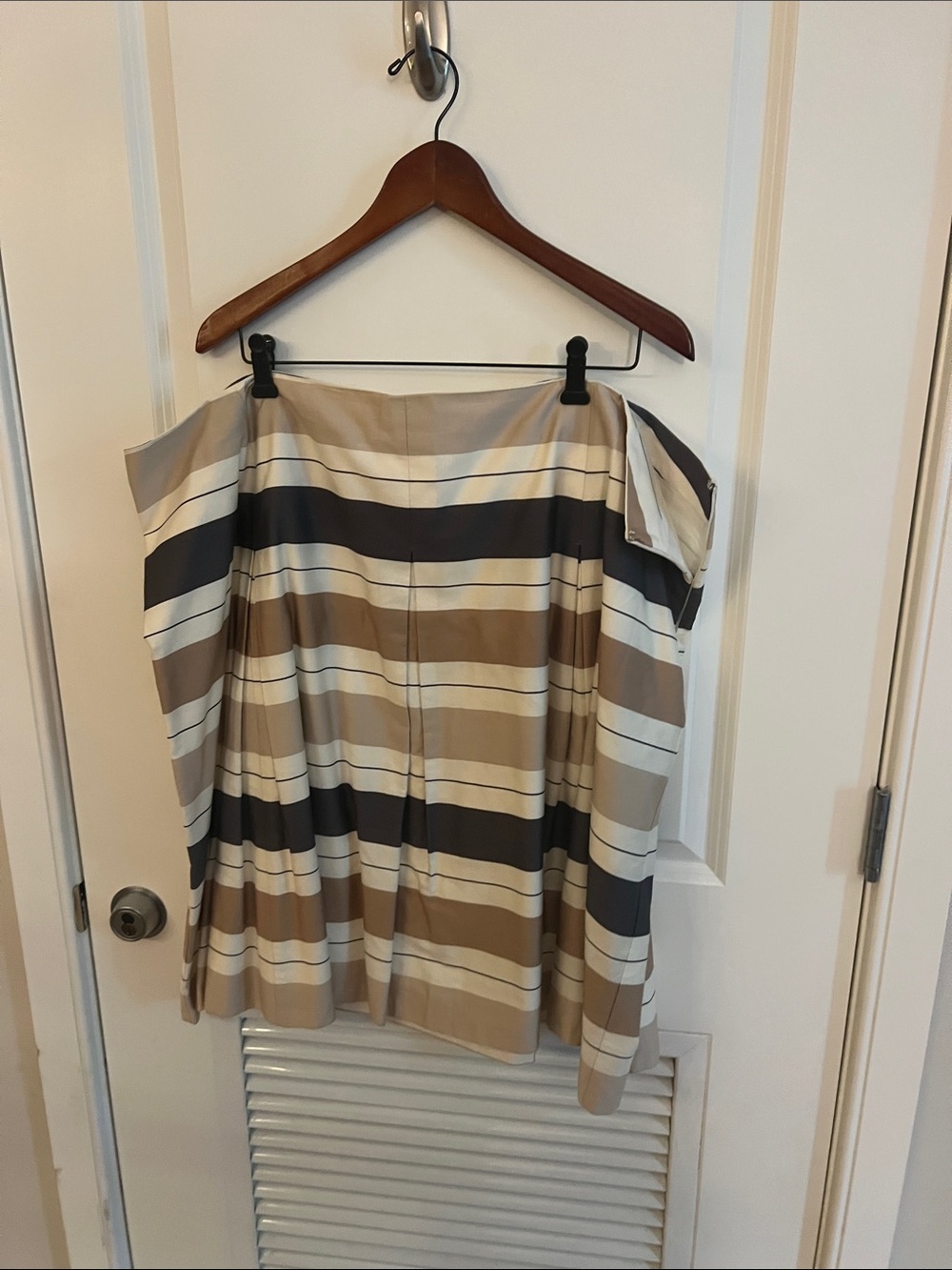 Striped A-Line Skirt in Beige and Black